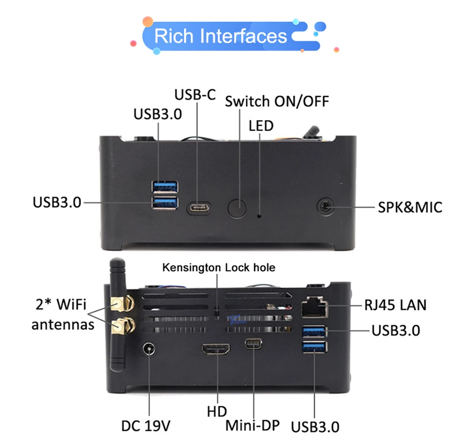 Игровой ПК i7 8850H 6 ядер 12 потоков 9 м кэш мини-сервер настольный компьютер 2 * M.2 NVMe 2 * DDR4 2666 МГц Win10 Pro 4K HDMI Mini DP