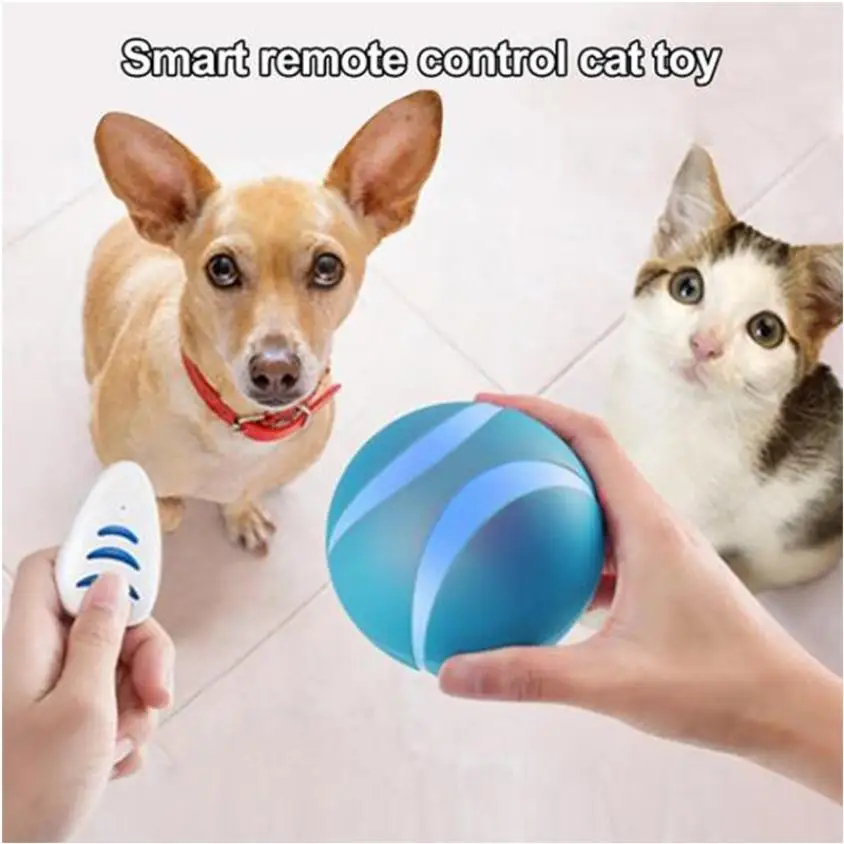 

New Pet Smart Automatic Ball Remote Control Interactive Cat Toy LED Self-rotating Ball USB Charging Cat Playing Kitten Toy Balls