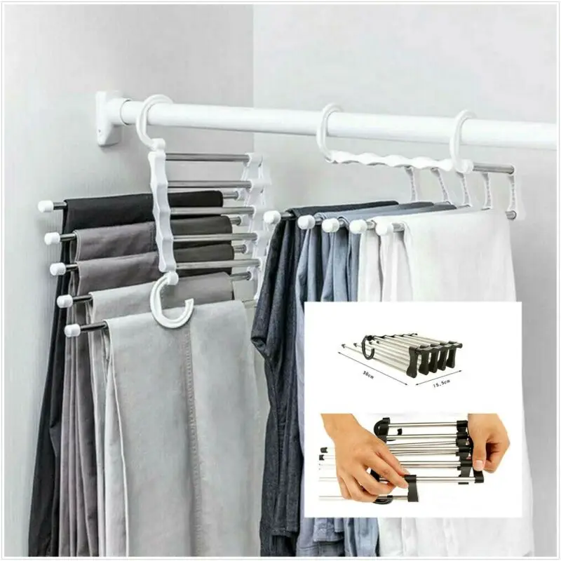 5 in1 Family Clothing Hangers Pant rack shelves Stainless Steel Multi