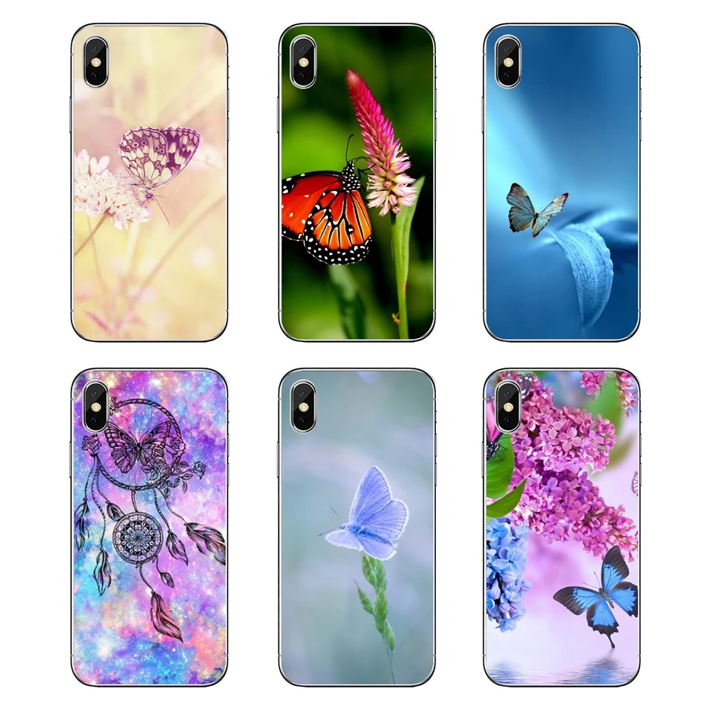 Butterfly Wallpaper Background Soft Transparent Cases Covers For Samsung Galaxy A5 A6 A7 A8 A9 J4 J5 J7 J8 2017 2018 Plus Prime |