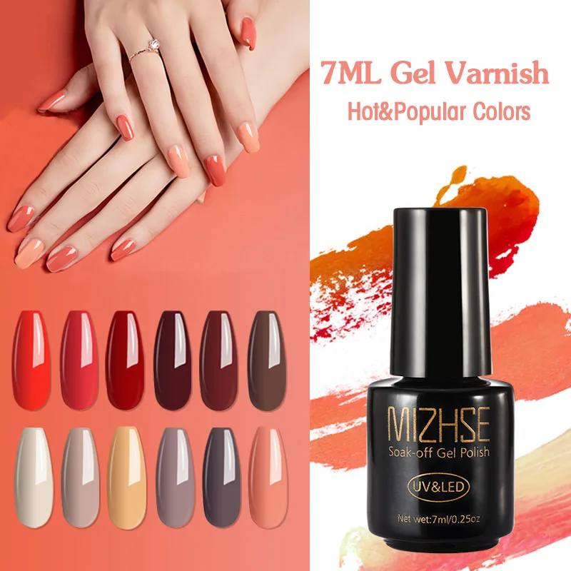 MIZHSE коричневый кофе серия лак для ногтей Маникюр для наращивания ногтей Vernis Перманентный лак для ногтей для УФ-и светодиодной лампы замочить от гель-лака