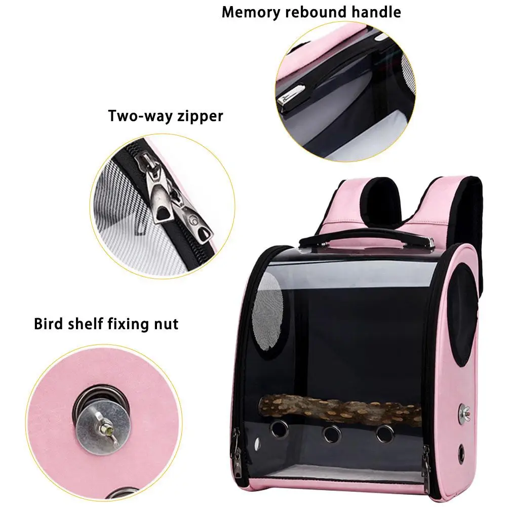 Прозрачный рюкзак для домашних животных с попугаем и птицами с двойным открыванием на молнии для путешествий с птицами стильная переноска
