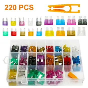 

220Pcs Car Fuses ATO/ATC/ATS/APR Fuse ATM Mini Fuse Standard Blade Fuse Clip Assortment Blade Type Fuse Kit for Auto Car Boat