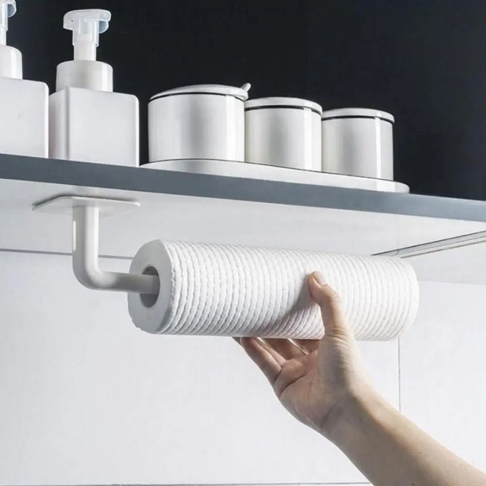 

2PCS Toilet Roll Holder Hole-Free Self-adhesive Paper Holder Tissue Rack Wall-Mounted Shelf kitchen Roll Paper Storage Organize
