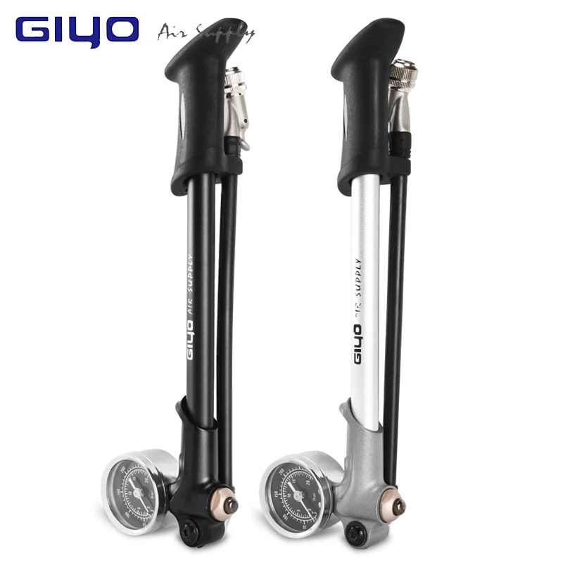 

GIYO bicycle air pump with pressure gauge manual miniature hose inflator shock absorber fork tire bicycle portable air pump