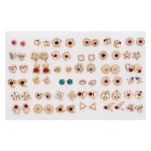  Women Acrylic Crystal Small Stud Earrings Set Child Heart Star Animal Butterfly Moon Crown Plastic Geometric Earring Jewelry 