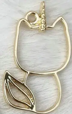 5 шт Единорог кошка открытый обрамление DIY УФ Смола амулеты KC Золотой цвет подвеска на металлическом каркасе Смола ремесло инструмент ювелирные изделия аксессуары - Цвет: 493