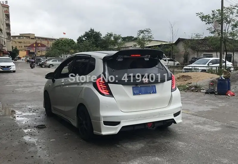 Для Honda Fit Jazz ABS пластиковый Неокрашенный Грунтовка Цвет сзади крыша багажника крыло для губ спойлер для автомобиля