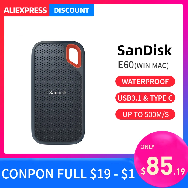 SanDisk SSD USB 3,1 tipo C 1TB 2TB 250GB externo de 500GB de disco de estado sólido de 500 M/S disco duro externo para el Servidor nas de la cámara del ordenador portátil - 1