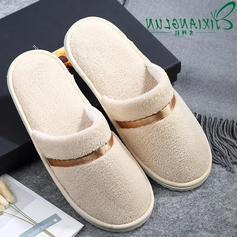 

Disposable Slippers Hospitality Slipper Household Couples Anti-slip Thick Indoor Men And Women Hotel Autumn And Winter Cotton Sl