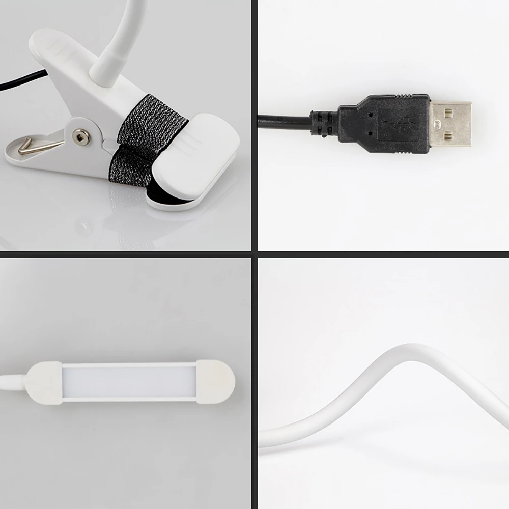 USB питание 6 Вт Светодиодная регулируемая настольная лампа три цвета температуры клип на кровать лампа металлический шланг освещение для комнаты в общежитии чтение работа