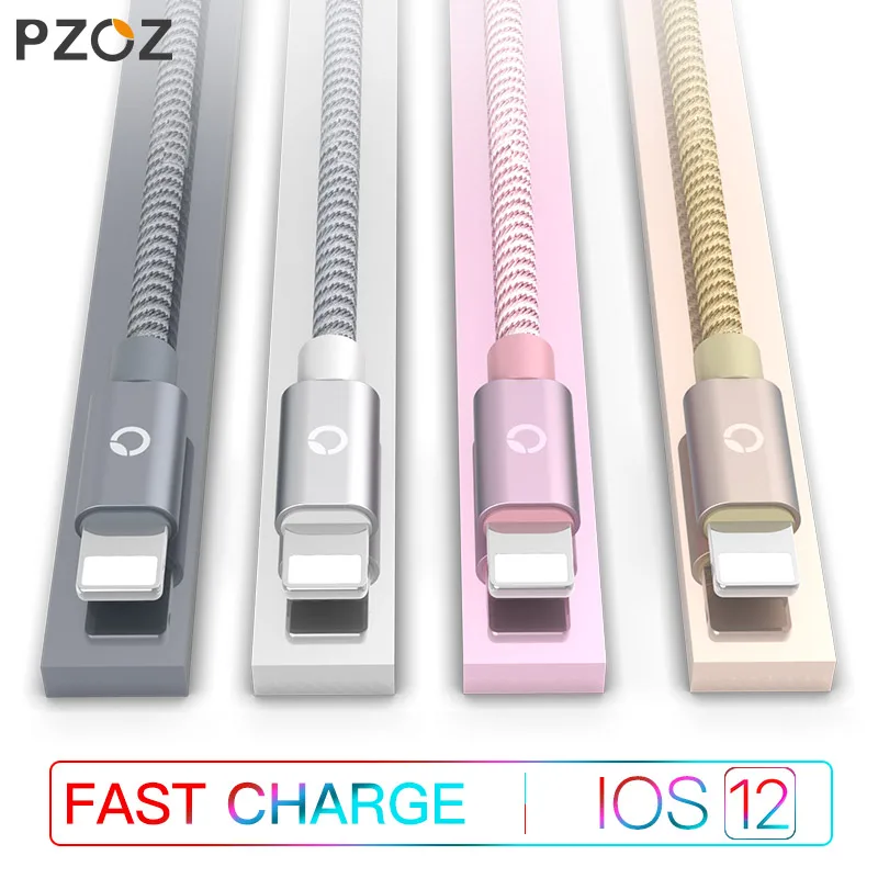 PZOZ для iPhone 11 12 13 Pro X Xr Xs Max XR 8 Plus 5 SE кабель iPad 2021 Зарядное устройство usb 2.4A Быстрая