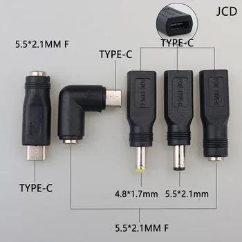 

1pcs 5.5 x 2.1 mm / 4.8*1.7mm Female to Micro USB Type C Male 5 Pin DC Power Plug 180 Degrees Connector Adapter For Laptop PC