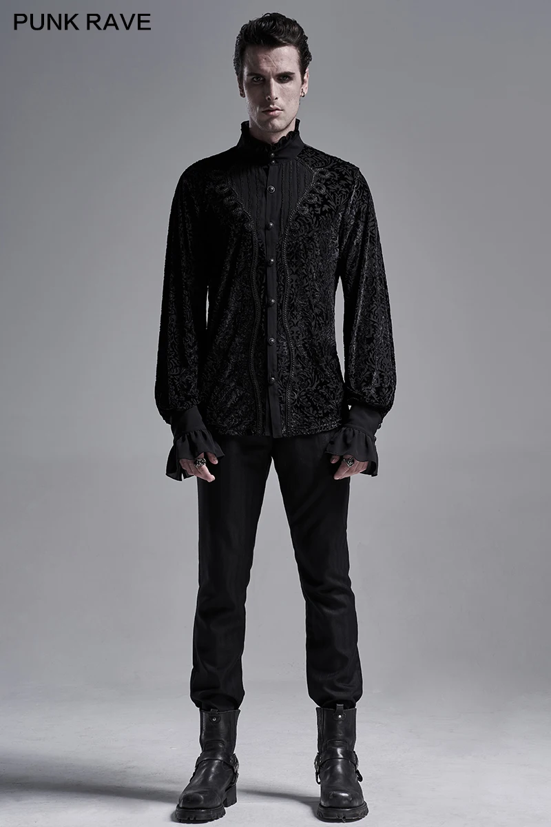 Punk Rave Men's Shirt Gothic gorgeous shirt Black Visual Kei Party clothing WY1280