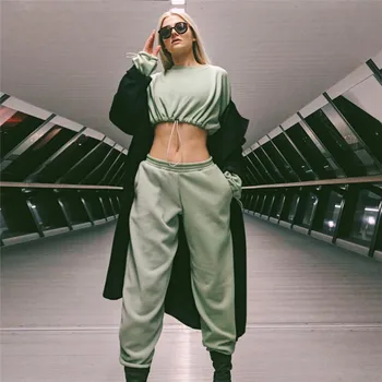 

LAISIYI Casual Workout Two Piece Set Women Fashion Elastic Long Sleeve Outfits Autumn Winter Sporty Wear Sweatshirt Pants Set