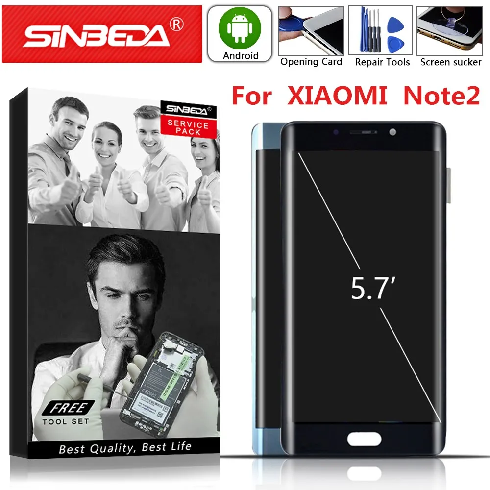 AMOLED 5 7 &quotоригинальный для XIAOMI Note 2 дисплей ЖК-дигитайзер сенсорный экран с рамкой