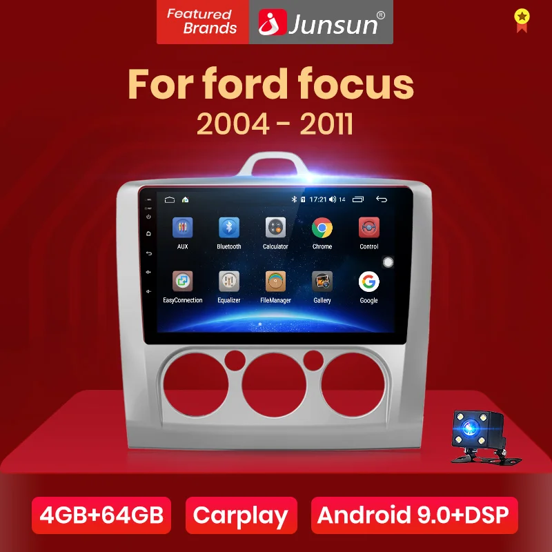 Junsun V1pro 4G + 64G CarPlay Android 10 DSP для ford focus 2 Mk2 2004 2011 Автомобильный Радио Мультимедийный