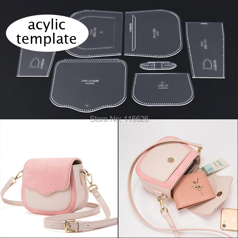 

DIY leather craft women cute shoulder bag acylic template stencil pattern template set factory made to customer