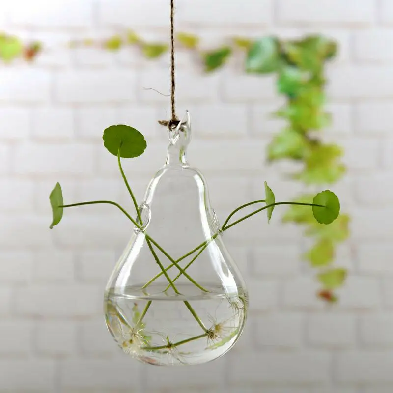 I Creative Wall Hanging Flower Vase Iron Glass Hydroponics Planter Pot Transparent Hanging Flower Bottle Home Ornament Decoration - Цвет: I