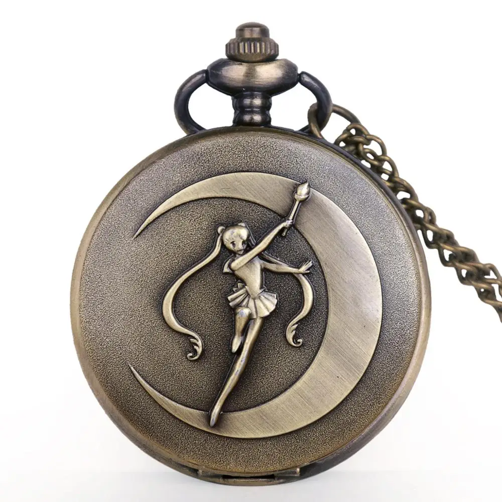 Античный дизайн Сейлор Мун кварцевые карманные часы ретро для мужчин женщин и детей Подвеска Ожерелье Fob часы подарки часы