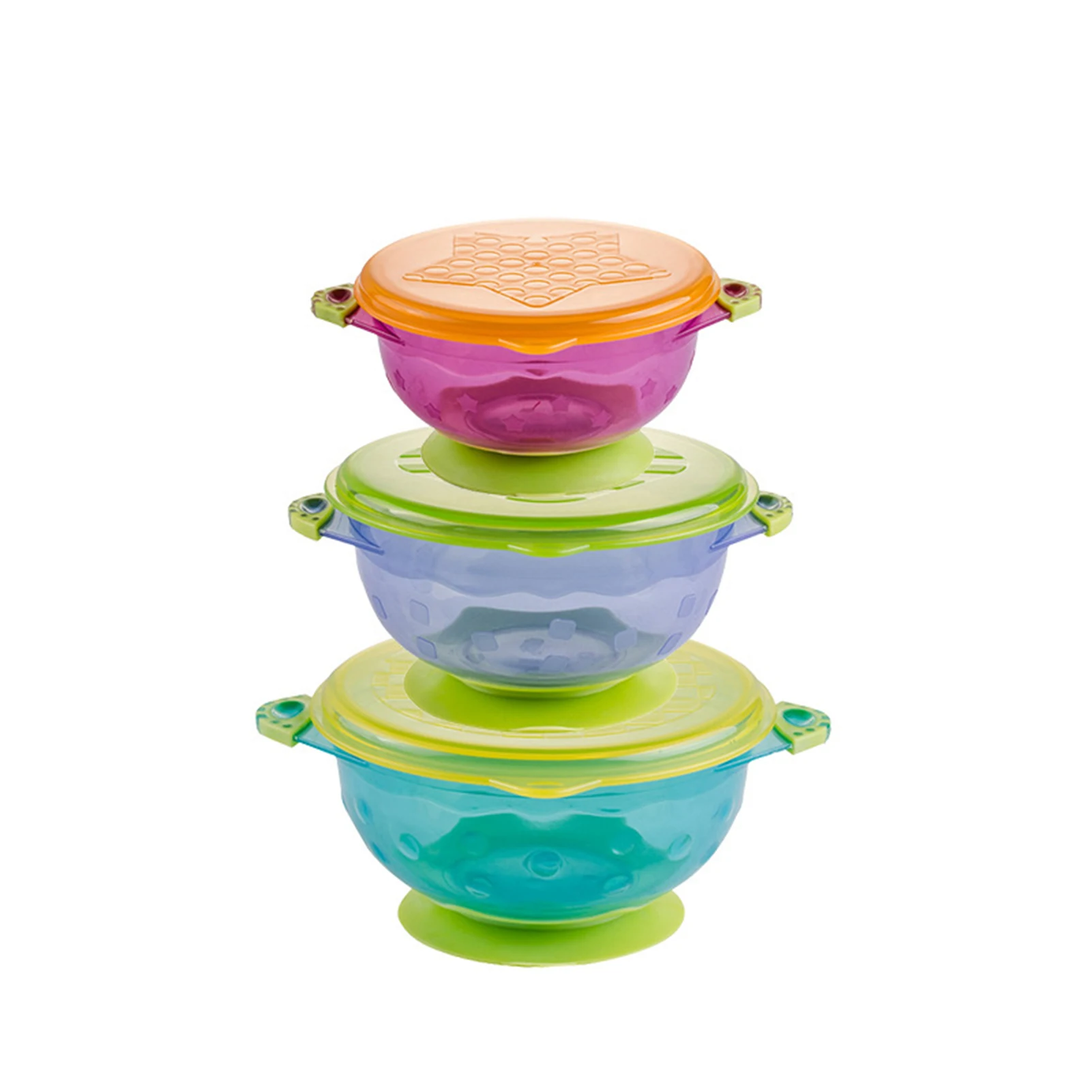 3pcs/set Baby Suction Cup Food Bowls With Lid Spill-Proof Infant Feeding Dish Drop Resistance Sucker Dinner Plate AUG889 | Мать и ребенок