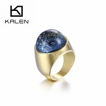 

KALEN New Elegant Colored Glass Rings For Women Gold Color Stainless Steel Wedding Bands Mujer Anillos Party Jewelry 2020