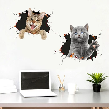

3D Vivid Baby Kid Room Bathroom Decors Various Cute Kitten Animal Cartoon Cat Wall Sticker Peel & Stick Toilet Sticker