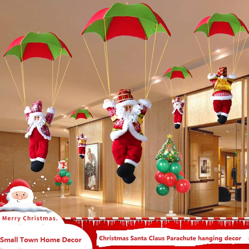 Christmas Decorations Parachutes Hanging Ceiling Scene Decorated Santa Doll Hanging Decor Shop Celebration Christmas Ornaments Aliexpress