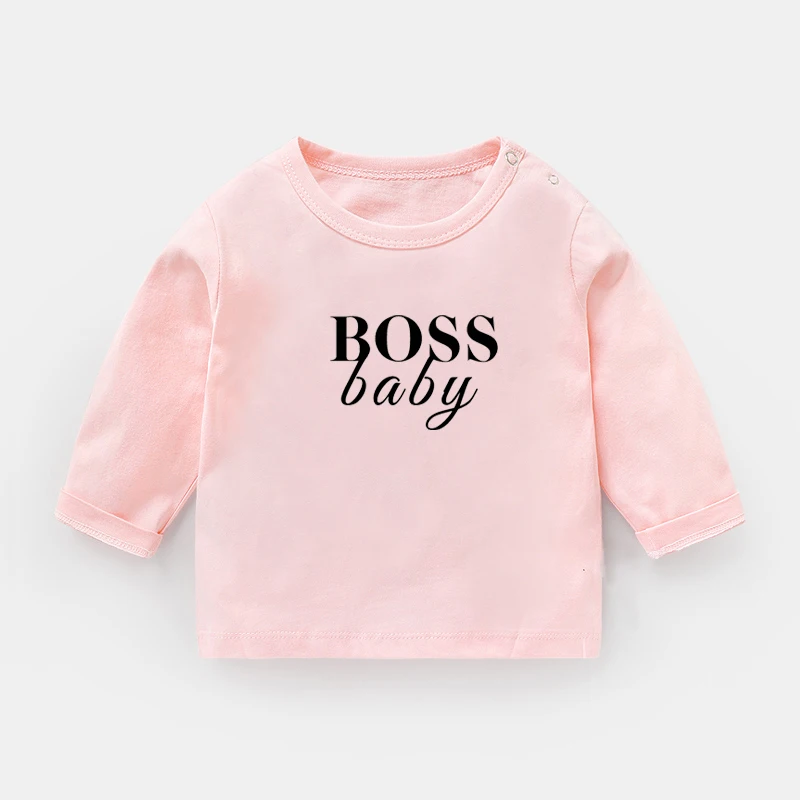 YP2796C Футболка с милым принтом «Mini Boss», футболки с длинными рукавами для малышей Топы, хлопковая детская футболка Забавный подарок для мальчиков и девочек, рождественский подарок для детей - Цвет: YP2796C