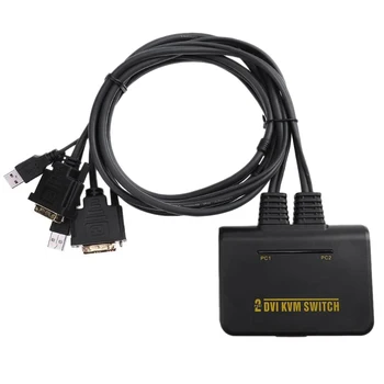 

2 Port Usb 2.0 2 In 1 Out Dvi Kvm Switcher Switch Box With Audio Video Cable For Monitor Keyboard Mouse Computer