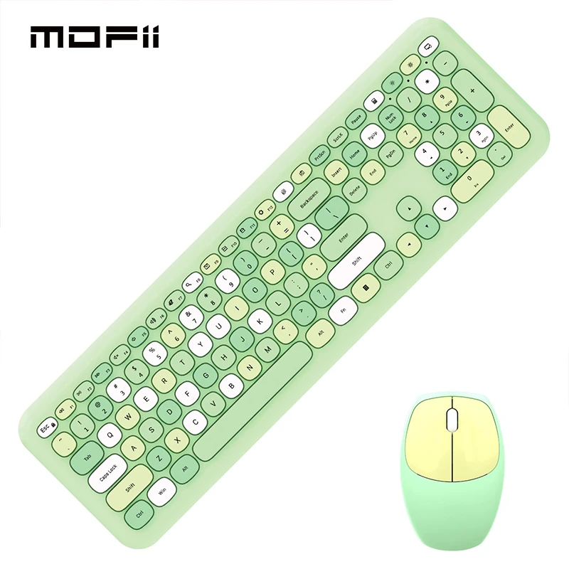 Mofii-teclado inalámbrico verde de 2,4G, conjunto de ratón y ratón USB para oficina, Combo rosa para Mac, Notebook, ordenador de escritorio