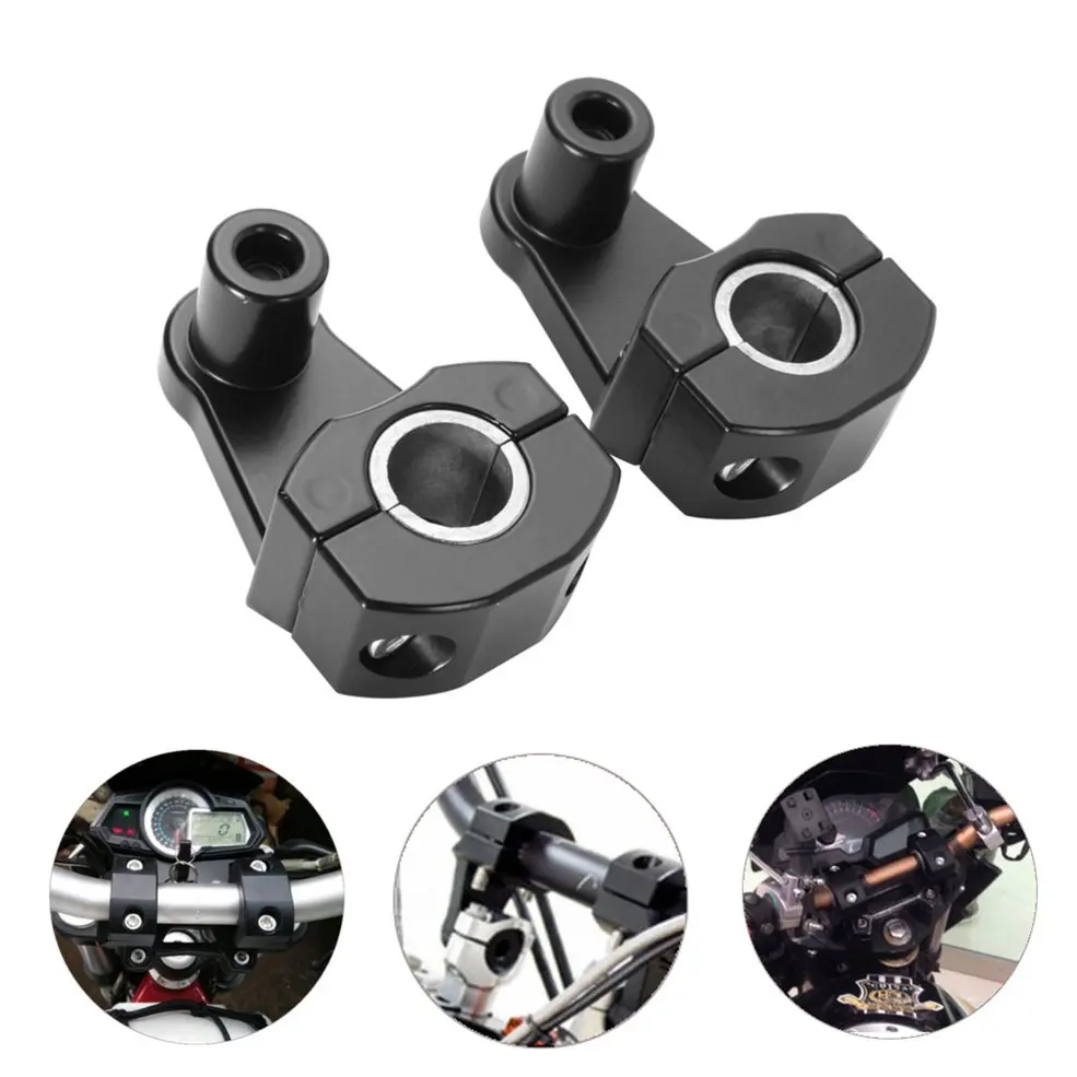 2PCs Universal Motorcycle HandleBar Front Handle Fat Bar Mount Clamps Riser Anodized Finish Mount for 28/22mm Handlebar