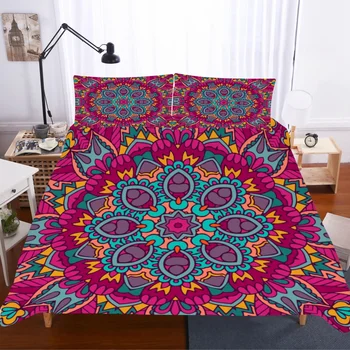 

Bohochic Ethnic Red Mandala Bedding Set Trendy Bedroom Decor Hypoallergenic with Zipper 1PC Duvet Cover with Pillowcases