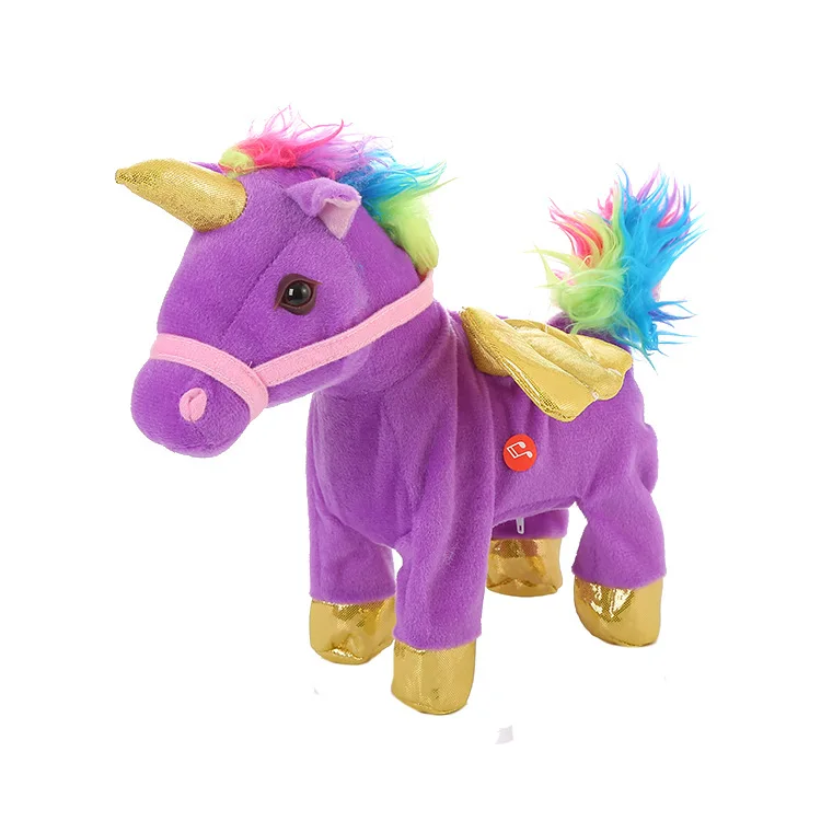30 см 0,3 кг Pegasus Единорог Лошадь пони электрическая ходьба пение и танцы Led плюшевые игрушки куклы(без батареи - Цвет: Красный