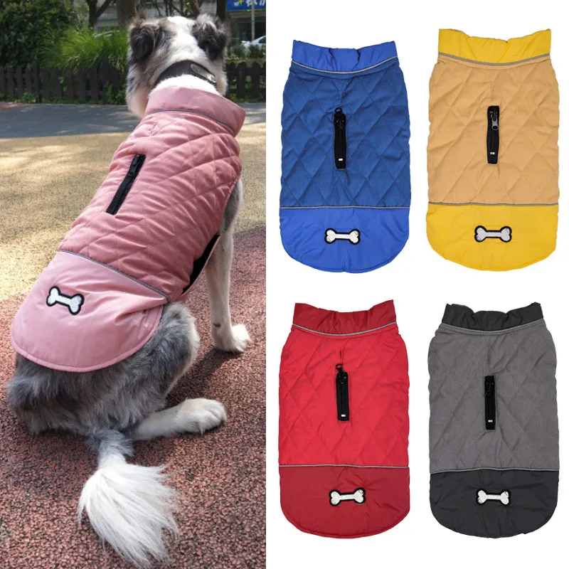 Reflective Dog Clothes Dog Coat for Small Large Dog Dog Jacket Flexible Chest Dogs Harness Vest Winter Warm Waterproof Solid