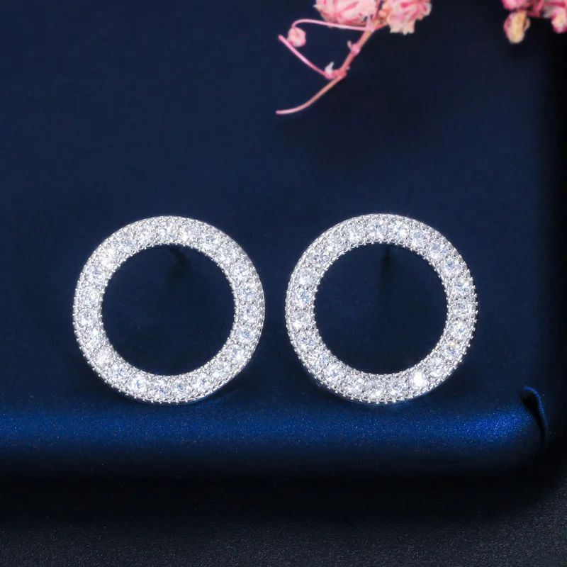 BeaQueen корейский 925 стерлингового серебра Pin Micro Pave темно-синий кубический цирконий выемчатый кулон с подвеской шпилька женские украшения, серьги E309
