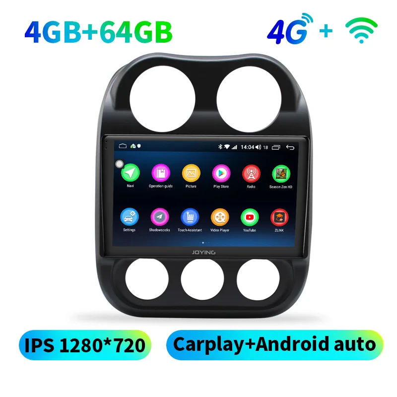 Ips Android 8,1 Автомагнитола головное устройство Автомобильный gps навигатор 10," для Jeep Compass 2009- Авто Стерео DPS Carplay Mirror link wifi - Цвет: 4GB 64GB WITH 4G