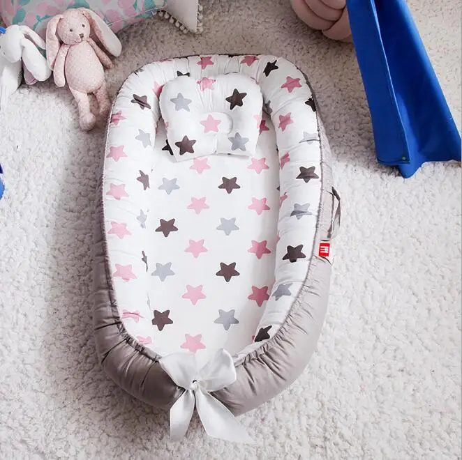 Портативная детская кроватка для новорожденных детская колыбель детская корзина хлопковая переносная детская кроватка постельное белье с подушкой YHM006 - Цвет: YHM006K
