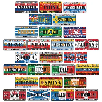 

National Style Tin Sign Decorative License Plate Plaque Metal Vintage Wall Sign Home Bar Decor Iron Painting Metal Poster