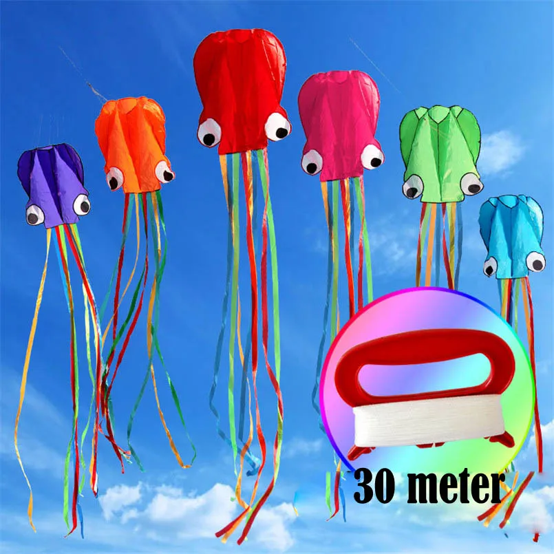 3D 4M Large Octopus Kite with Handle Line Children Outdoor Summer Game Professional Stunt Software Power Beach Kite Kids Toy 2