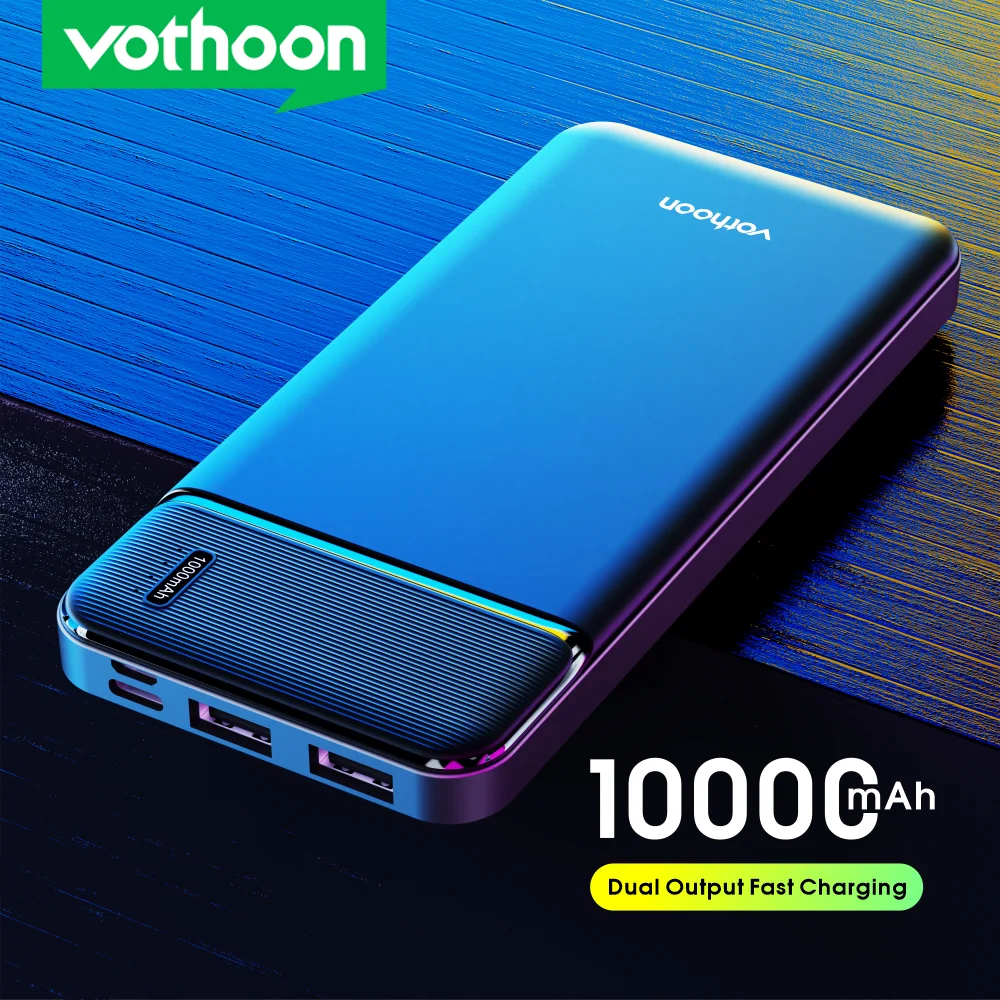 VOTHOON Power Bank 10000 мАч 2 USB порта портативный портативное зарядное устройство Внешняя