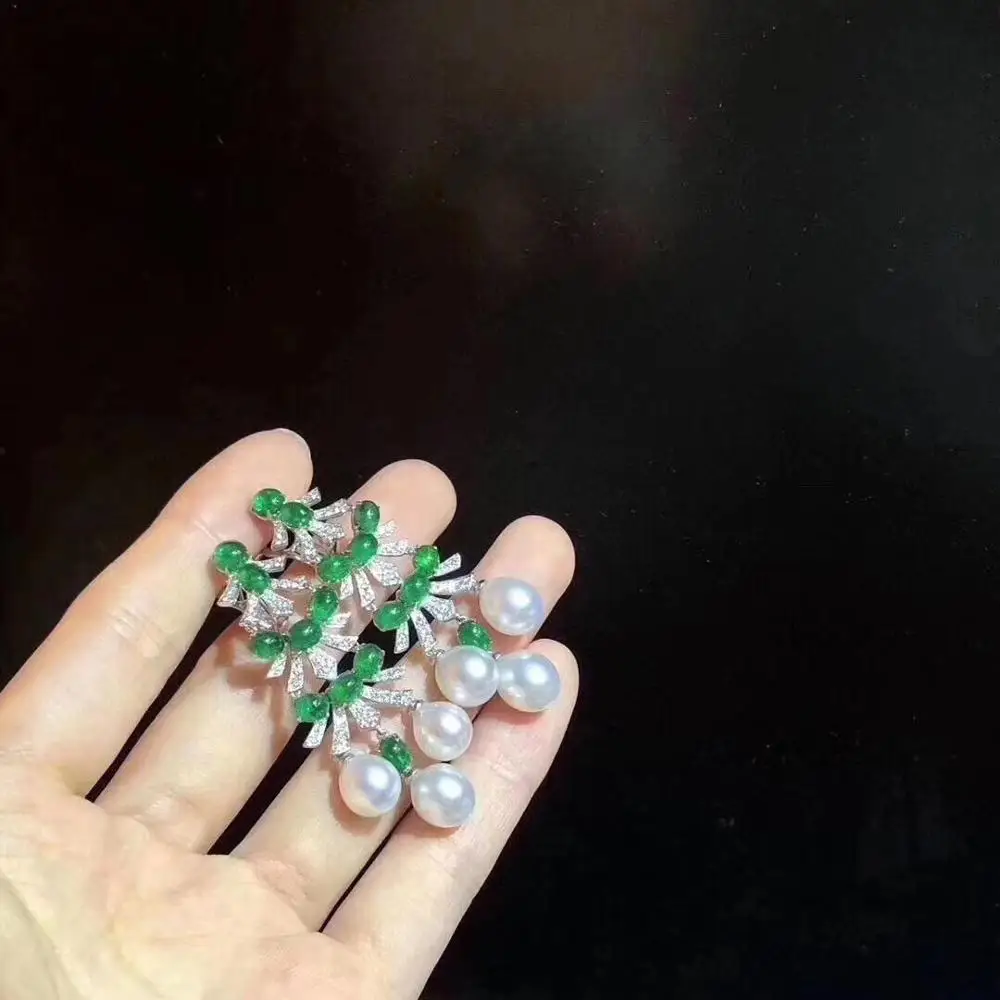 Серьги подвески женские из серебра 925 пробы с пресноводным белым