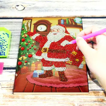 

5D Diamond Painting Notebook Santa Claus Special Shaped Crystal Diamond Embroidery Accessories Christmas Craft Kit