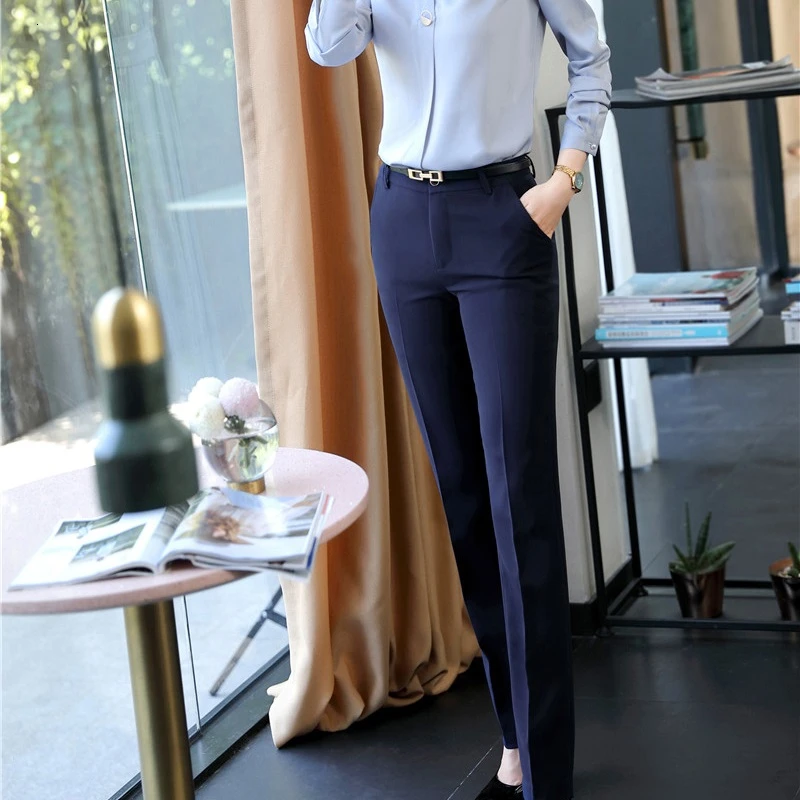 Navy Blue Новинка красный OL Стиль Женская деловая рабочая одежда визуальное уменьшение бедер брюки весна осень деловые брюки женские Леггинсы Капри - Цвет: Navy Blue