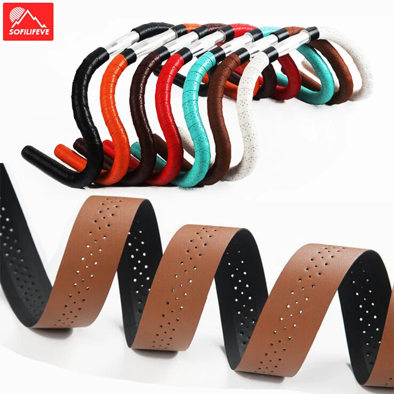

1 pair PU Leather Bicycle Bike Handlebar Tape Road Bike Wrap Anti slip Mesh Waterproof Bartape Black Cycling Bar Tape Plug