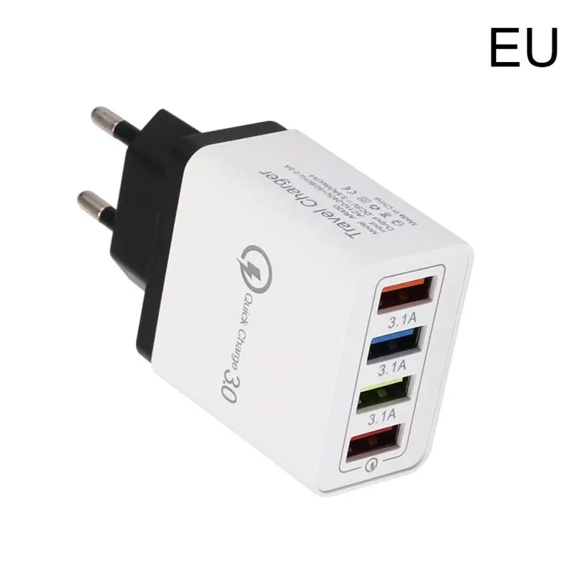 QC3.0 Быстрая зарядка 4 порта USB зарядное устройство Быстрая зарядка портативное дорожное настенное зарядное устройство EU/US стандартный блок питания - Тип штекера: Европейский Союз (ЕС)