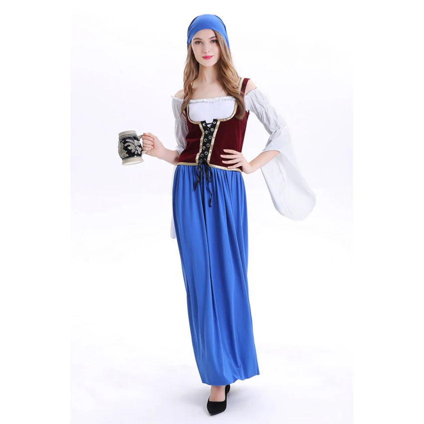 Dirndl/платье для девочек; костюмы для косплея; Германия; Октоберфест; Бавария; пират; Beergirl; Униформа официантки; женская одежда в средневековом стиле - Цвет: One costume