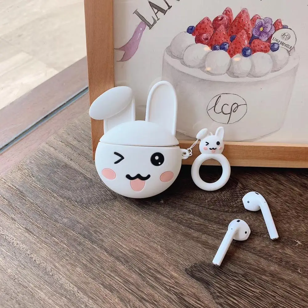 style 2 3D Забавный отскок BT21 Кролик Пластиковые корпусы гарнитурные для Apple Airpods 1/2 прекрасный силиконовый защитный чехол для наушников Аксессуары - Цвет: style 2