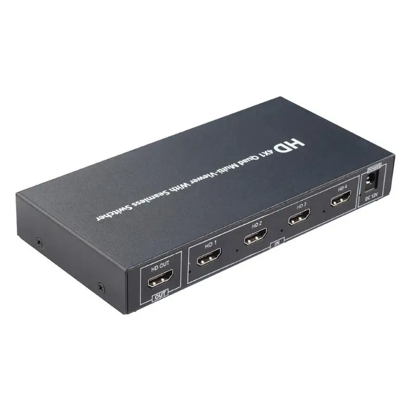 Quad multi-просмотра 4x1 HDMI коммутатор 4 порта штамповки оболочки из стальной пластины 1080P с бесшовным переключателем сплиттер 174x84x26 мм