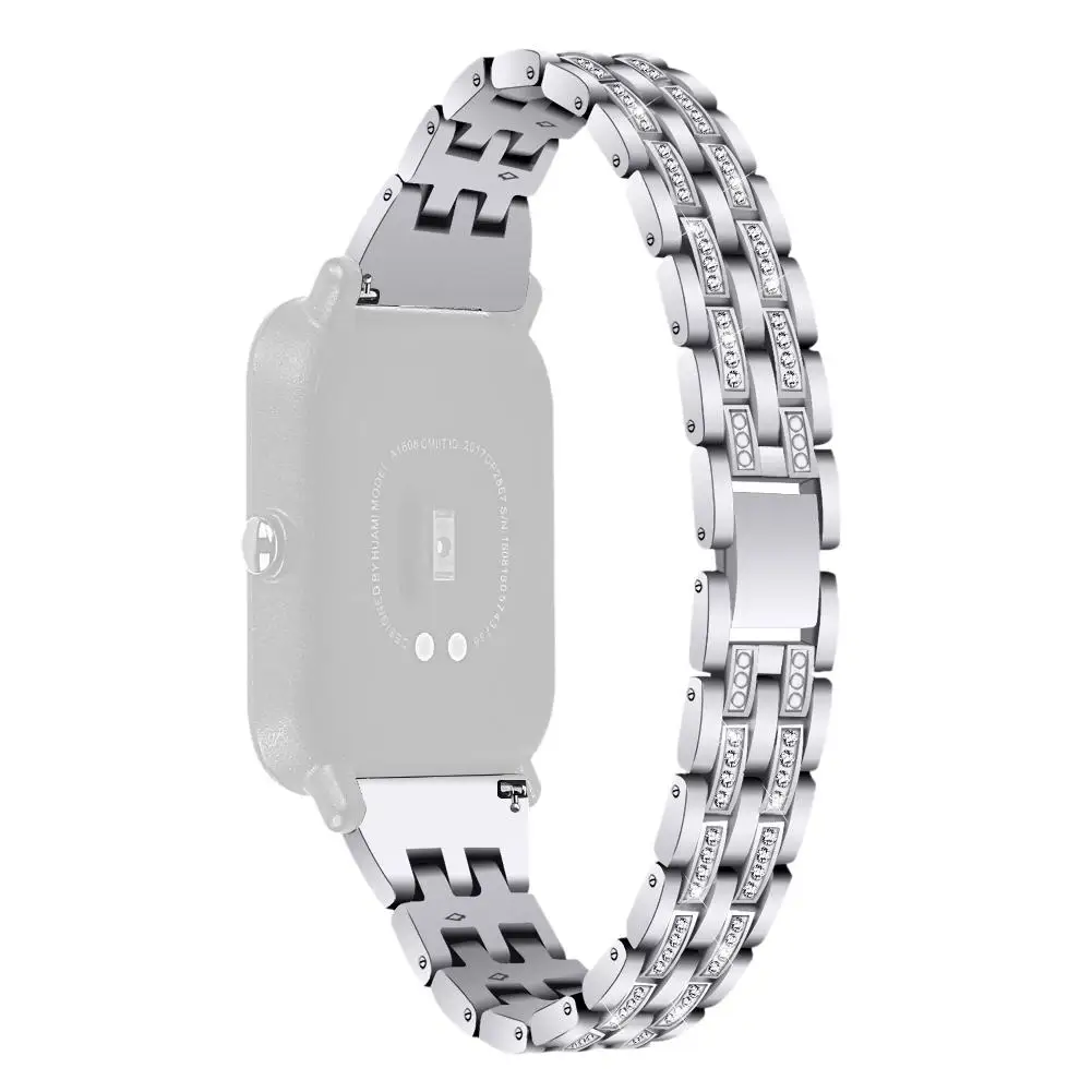 Высококлассный ремешок для часов Amazfit Bip, модный металлический ремешок из нержавеющей стали с бриллиантом, сменный ремешок для часов Huami Amazfit Bip